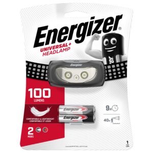 Energizer Lampe Frontale LED Universal +, Éclairage à 40m, Piles Incluses