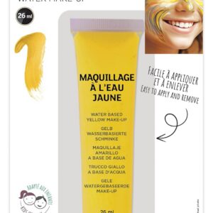 P'TIT CLOWN - Fard à l'Eau avec Pinceau - Maquillage Déguisement - Make-up - Adulte - Peinture Visage - Lavable - Non Toxique - Halloween, Carnaval, Anniversaire, Cosplay, Kermesse (Jaune, 26 ml)