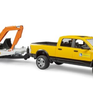 Bruder 02546 - RAM Rental Service avec Mini-excavatrice - 1:16 Pick-up, Jeep, Chantier, Véhicule de Construction, Jouets à partir de 4 Ans