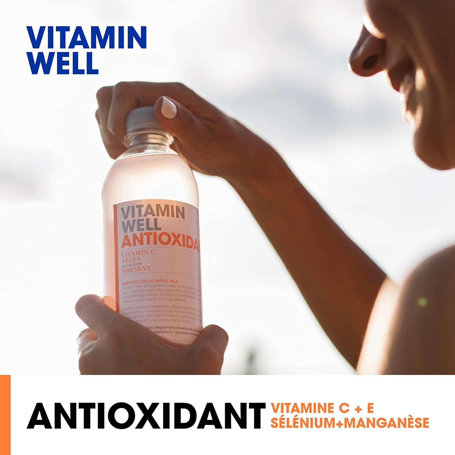 Vitamin Well - Boissons enrichies en vitamines et en minéraux goût pêche, 12x500ml (Antioxidant) – Image 2