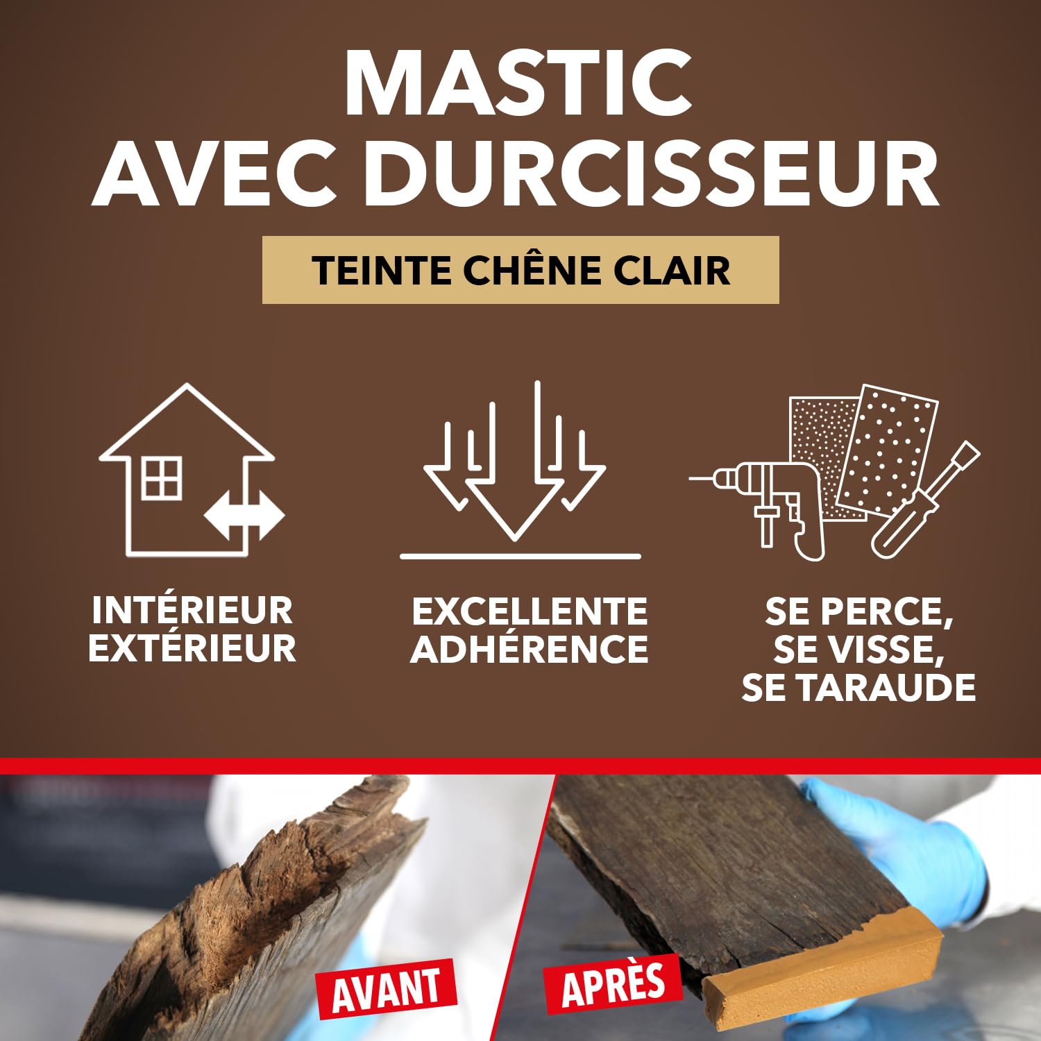 SINTOBOIS — Pâte à bois chêne clair 550g – Image 2