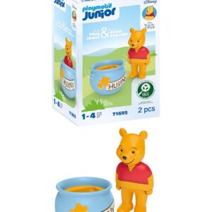 Playmobil 71695 Junior & Disney : Winnie l'ourson et culbuto Pot de Miel - avec Fonction rotative - Jouet fabriqué à partir de matière d'origine végétale - Dès 12 Mois
