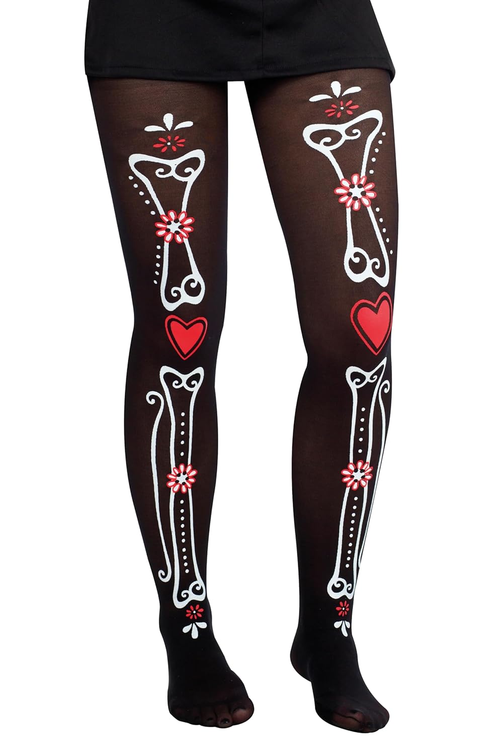 P'tit Clown - 74324 - Collant Halloween Femme - Motifs Effrayants - Squelette - Day of the Dead - Taches de Sang - Chauve-souris - Araignées - Accessoire Déguisement - Fantaisie - Gothique - Horreur