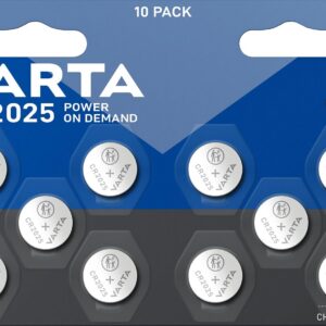 VARTA Piles Bouton CR2025, lot de 10, Power on Demand, Lithium, 3V, emballage sécurisé pour les enfants, pour appareils Smart Home, clés de voitures [Exclusif sur Amazon]