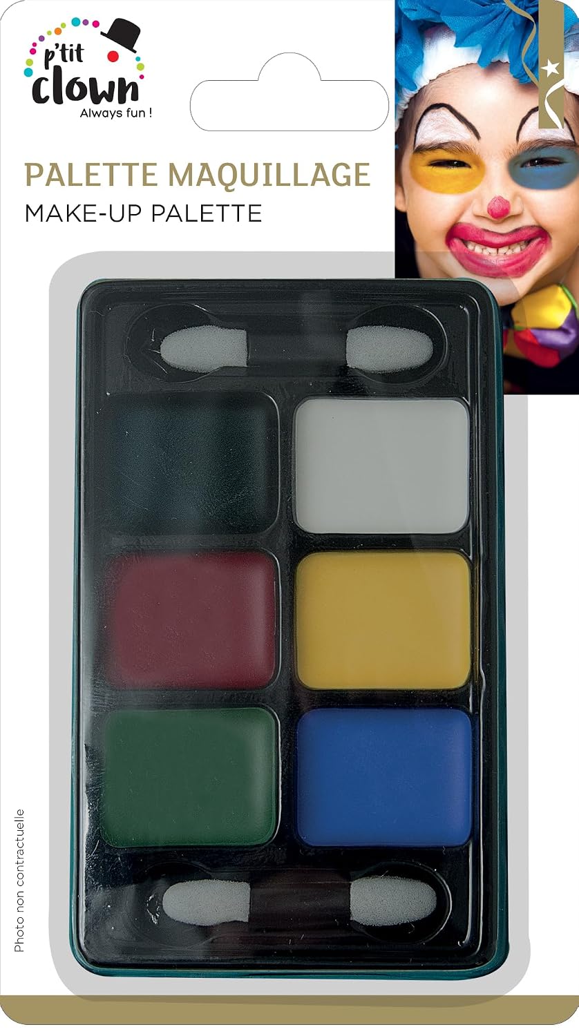 P'TIT CLOWN — Palette de Maquillage 6 Couleurs avec 2 Pinceaux – Image 3