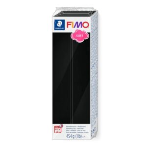 Staedtler FIMO Soft, Pâte à modeler noire durcissant au four, Pour débutants et artistes, Souple et facile à démouler, Pain de 454 grammes, 8021-9, Noir