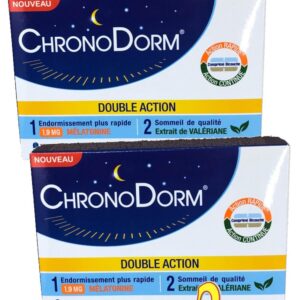 CHRONODORM - Mélatonine et PLANTES Double-Action 1.9 mg (15 cp) Phytothérapie et mélatonine pour favoriser l'endormissement - Lot de 2 Boites de 15 Comprimés (2)