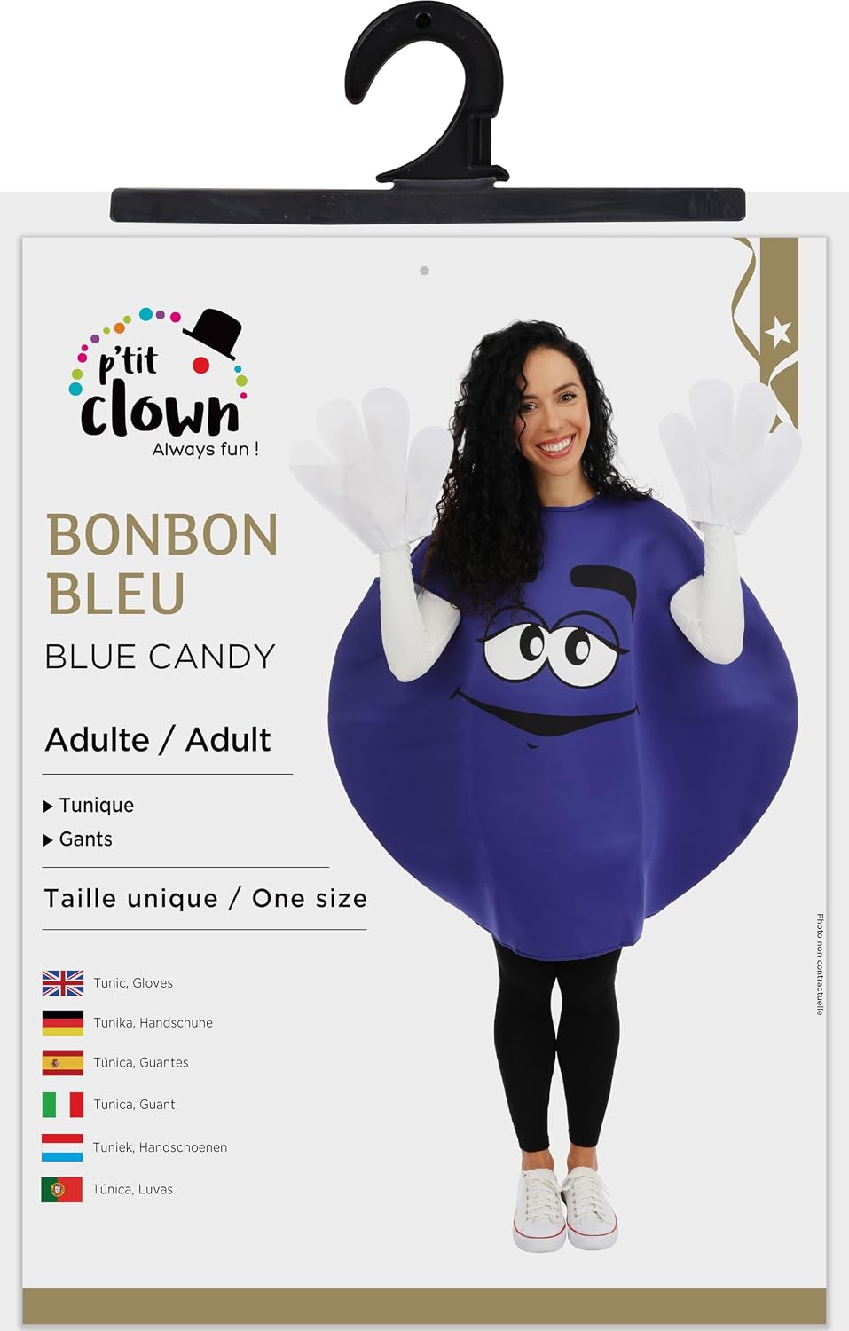 P'TIT CLOWN — Costume Bonbon Adulte Taille Unique Bleu – Image 4