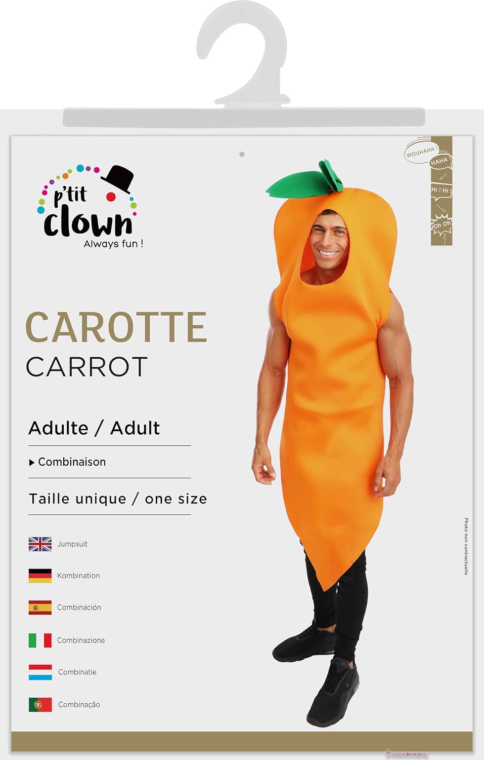 P'TIT CLOWN — Costume Carotte Adulte Taille Unique – Image 4