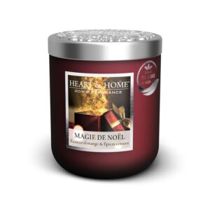 HEART & HOME - Bougie Parfumée à Base de Cire Naturelle de Soja pour la Maison - Petite jarre Magie de Noël - Durée de combustion 30h - Cadeau, Décoration et Parfum pour la Maison - Pot en verre