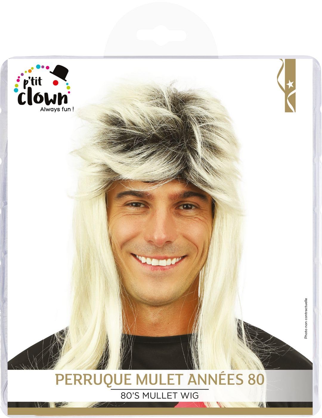P’TIT CLOWN — Perruque Mulet Années 80 Blonde – Image 3