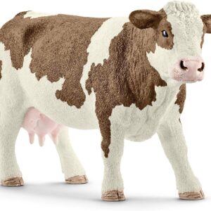 Schleich 13801 Vache Simmental française, dès 3 Ans, Farm World - Figurine, 13 x 4 x 7,7 cm