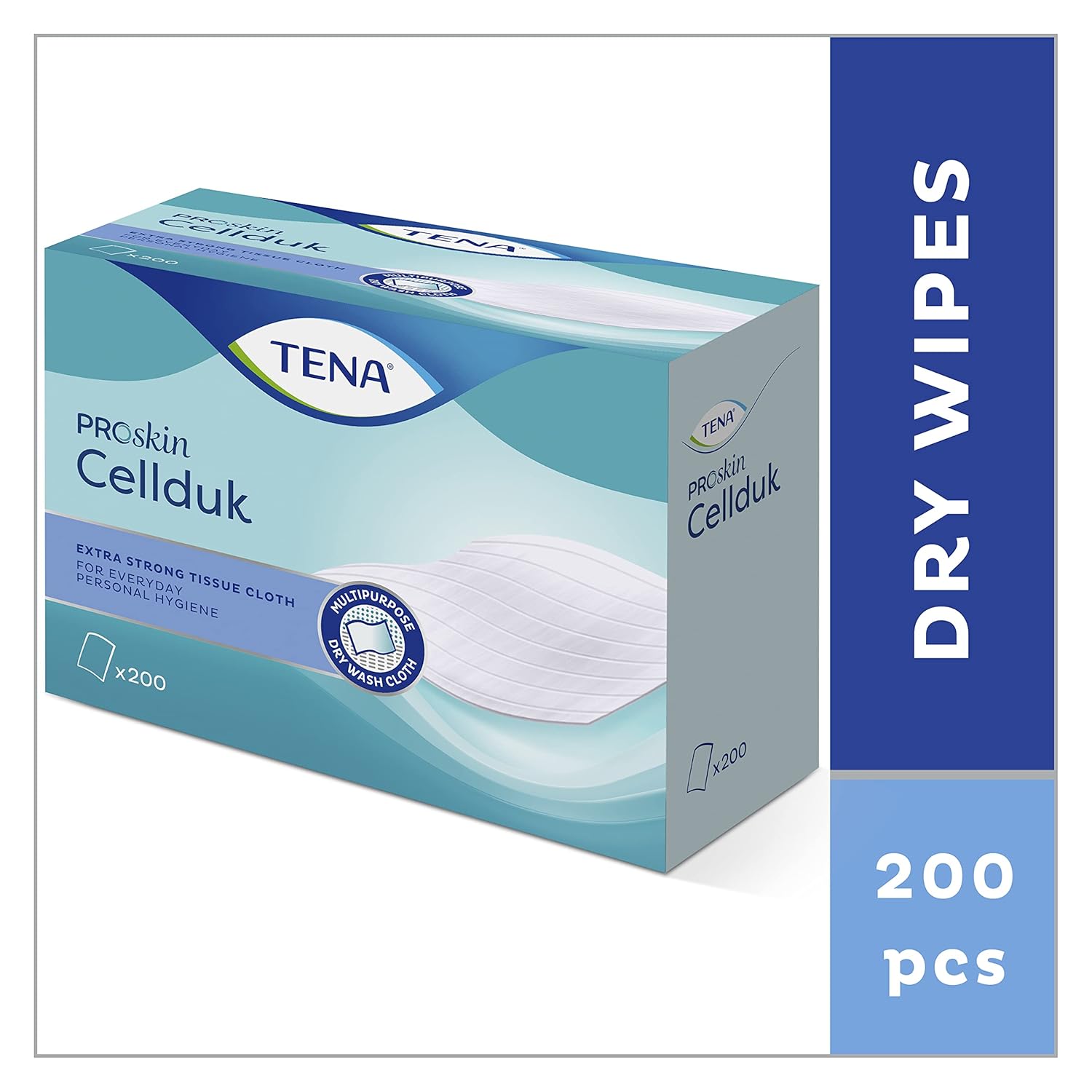 TENA — Lot de 200 lingettes en cellulose 25 x 27 cm – Image 2