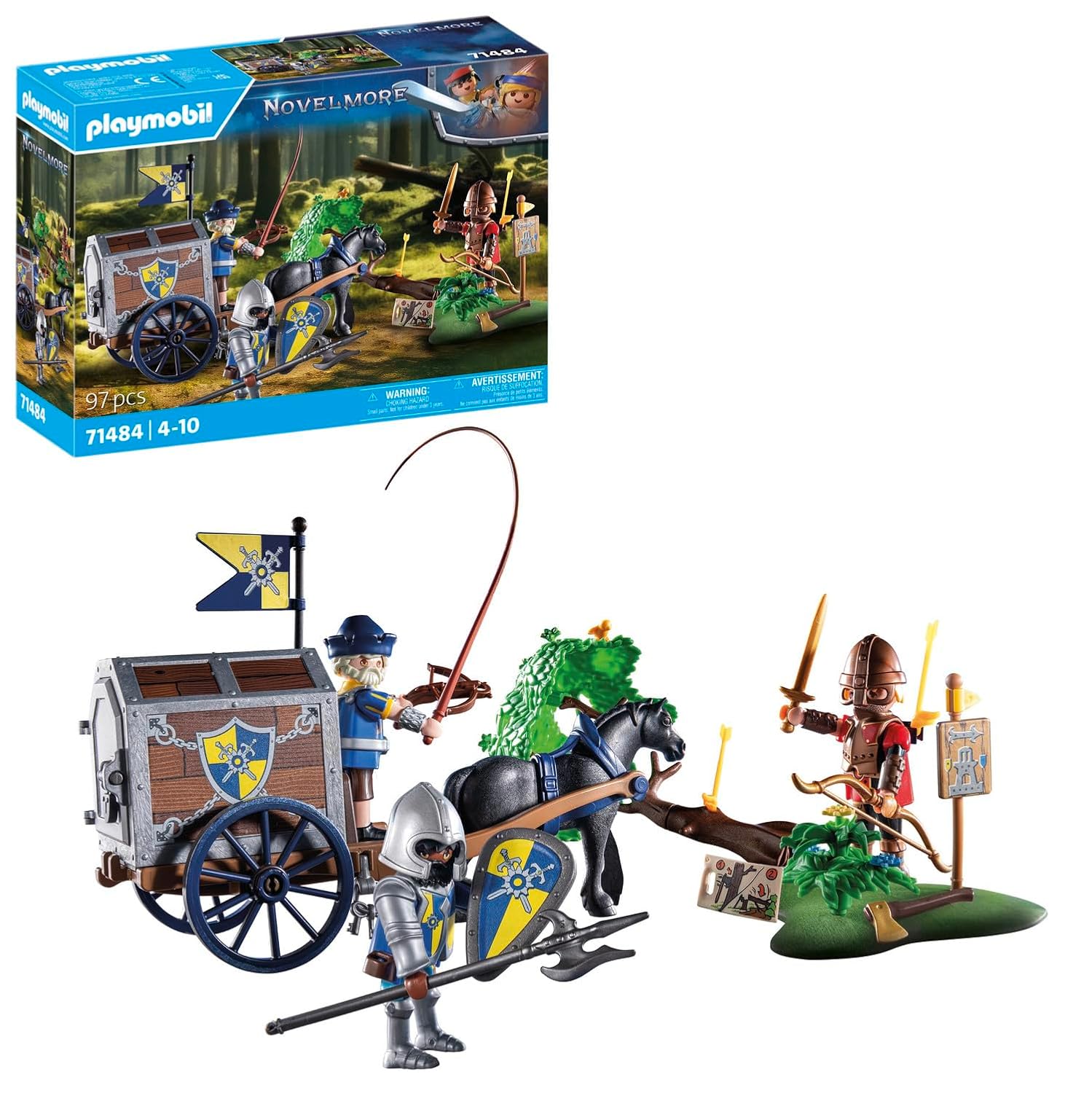 Playmobil 71484 Convoi de Novelmore avec Bandit - Novelmore - Les Chevaliers défendent Leur Royaume - avec 1 Animal et 3 Personnages - Jouet Univers médiéval et Historique. Dès 4 Ans