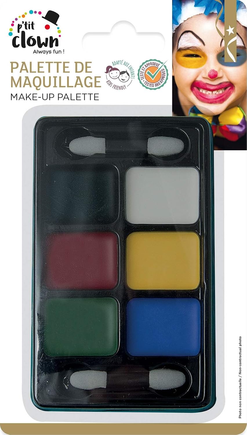 P'TIT CLOWN — Palette de Maquillage 6 Couleurs avec 2 Pinceaux – Image 4