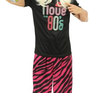 P'TIT CLOWN - Déguisement Années 80 - Style Rétro - T-shirt, Pantalon - Costume Adulte Homme Parfait pour Carnaval, Fêtes Costumées et Évènements à Thème (L-XL)