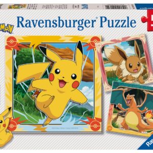 Ravensburger - Puzzle Enfant - Lot de 3 Puzzles 49 pièces - Pikachu, Dracaufeu et Evoli/Pokémon - Fille ou garçon dès 5 Ans - Puzzle de qualité supérieure - 3 Posters Inclus - 12004062