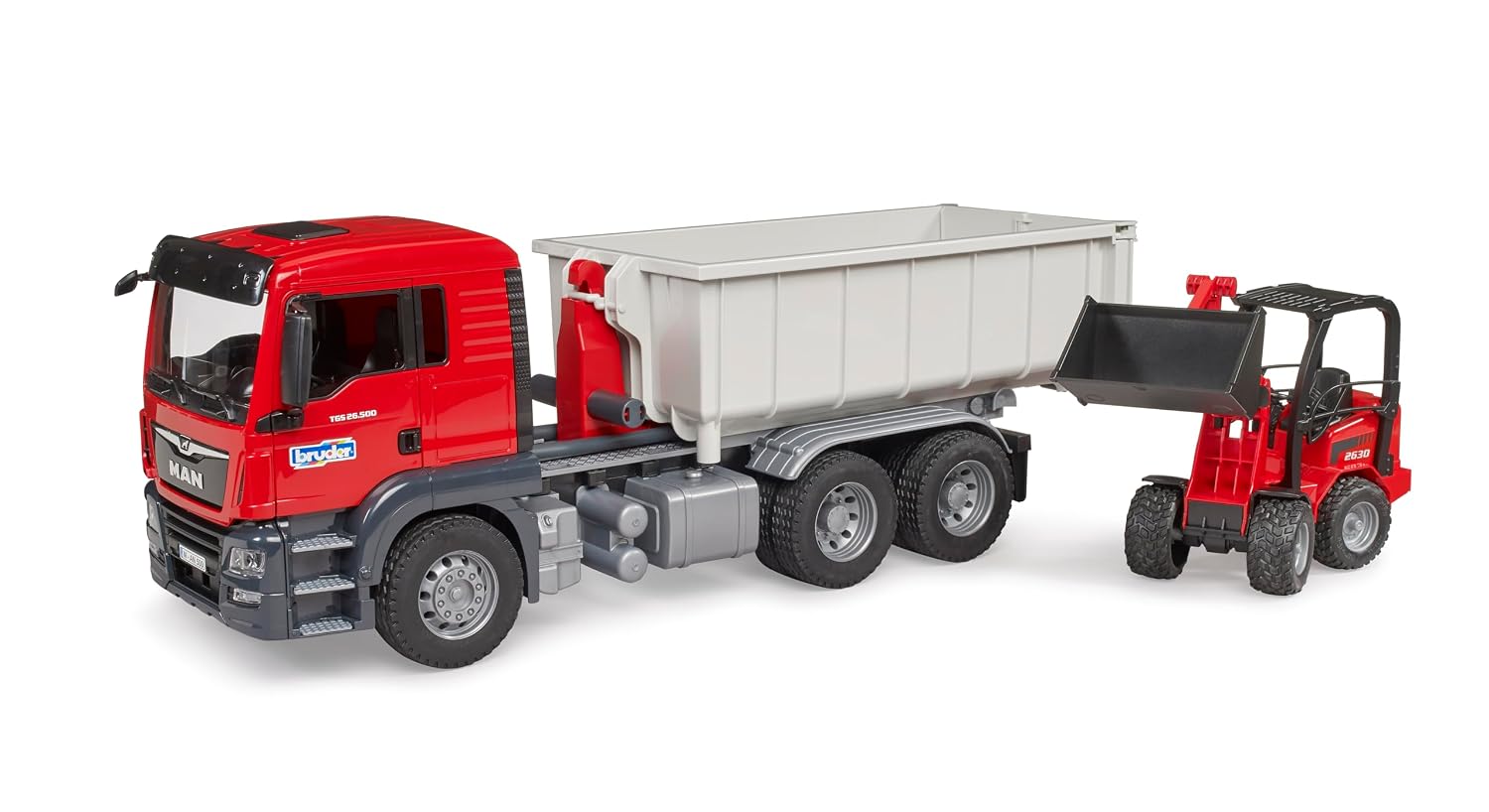 BRUDER 03767 — Camion MAN TGS avec conteneur et chargeuse – Image 3