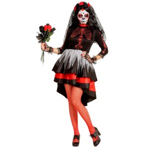 W WIDMANN MILANO Party Fashion - Costume Dia de los Muertos, robe, mariée squelette, Jour des Morts, Mexique, Halloween