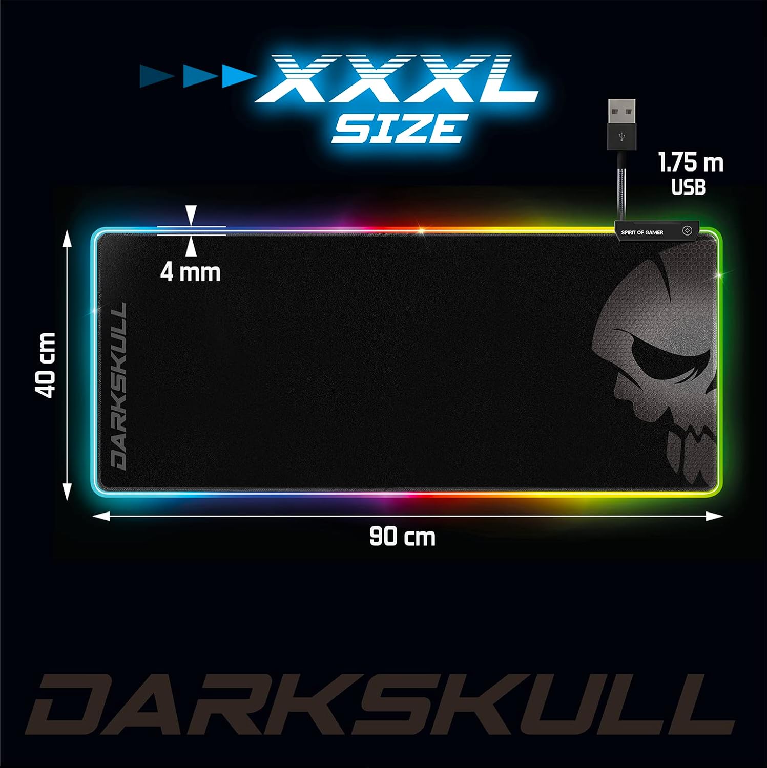 XXXL — Tapis de Souris Gamer RGB 900x400 mm + Hub USB 4 Ports – Image 6