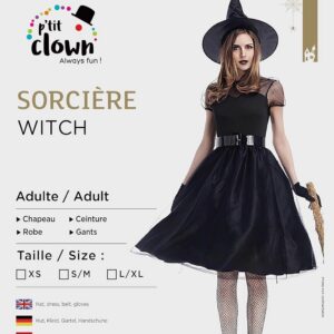 Alternative view of P'TIT CLOWN — Costume de Sorcière Femme complet