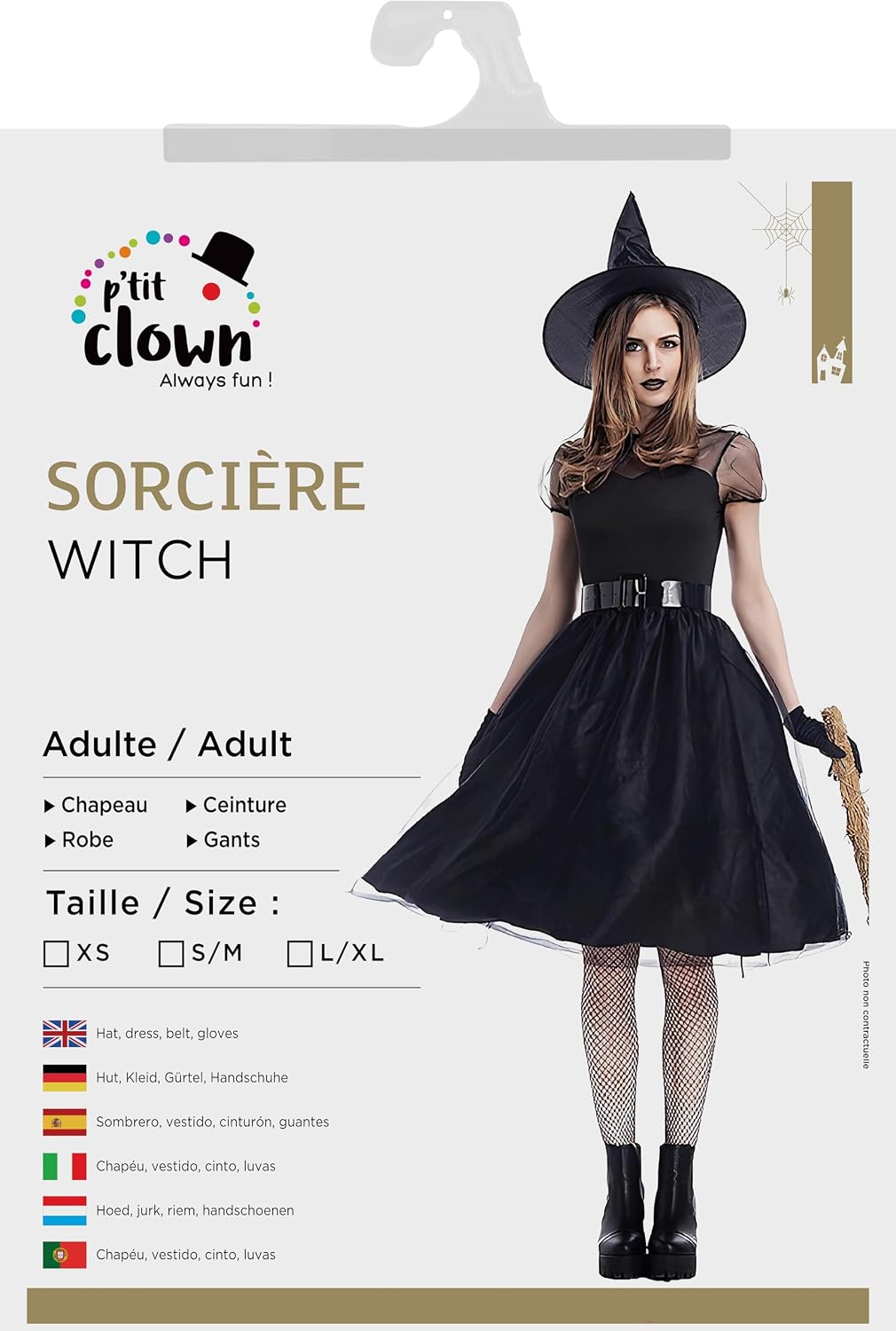 P'TIT CLOWN — Costume de Sorcière Femme complet – Image 2