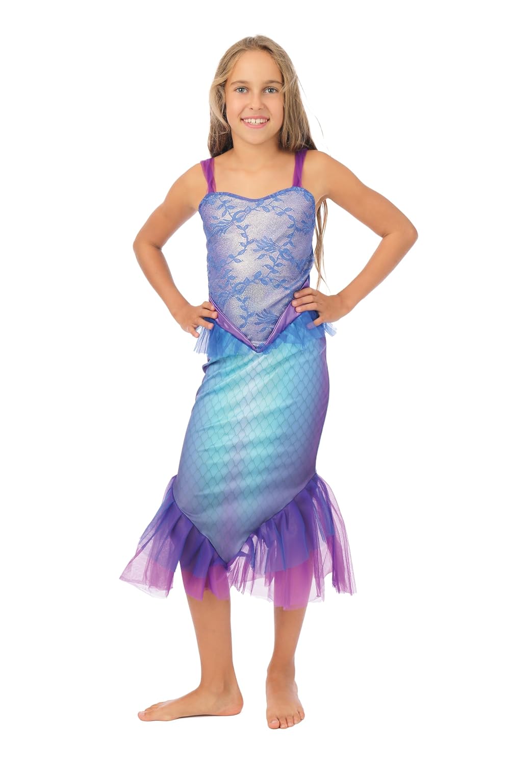 P'TIT CLOWN - Déguisement Sirène Fille - Robe - Costume Enfant Parfait pour Tenue Carnaval, Anniversaire, Cosplay, Haloween, Fêtes Costumées et Évènements à Thème (3-4 ans)