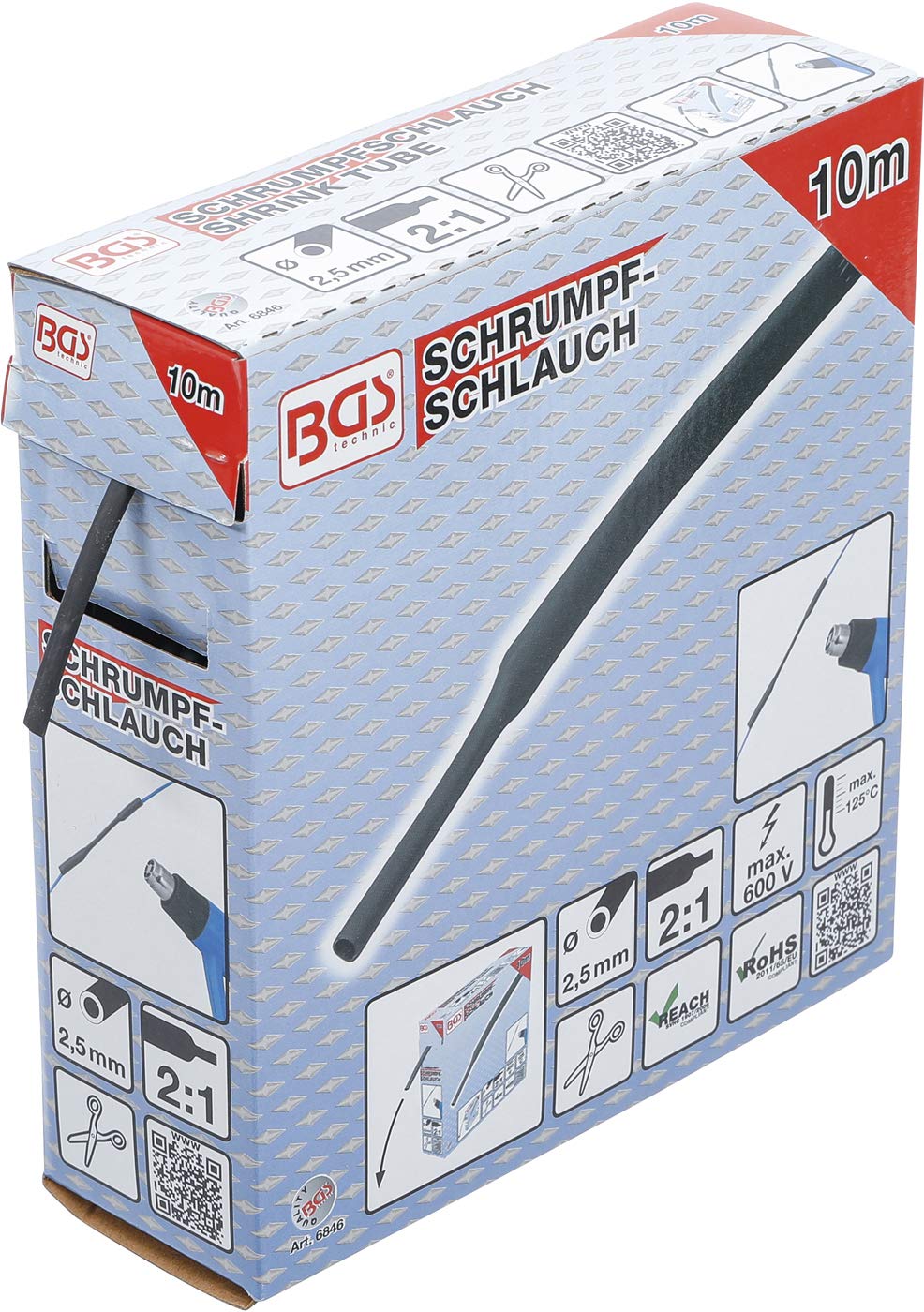 BGS — Gaine thermorétractable noire Ø 2,5 mm 10 m – Image 3