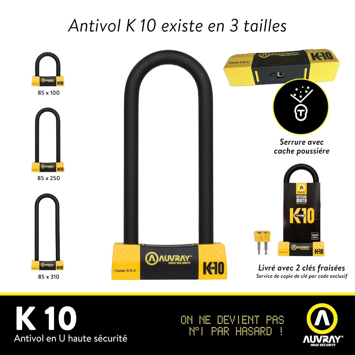 AUVRAY K10-85X250 — Antivol moto U certifié SRA et ART – Image 5
