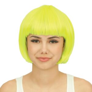 P'TIT CLOWN - 60601 - Perruque Cabaret - Bob Wig - Accessoire de Déguisement - Parfait pour Carnaval, Fêtes à Thèmes, Soirées Costumées, Manga, Cosplay, Halloween - Cheveux Synthétiques - Jaune