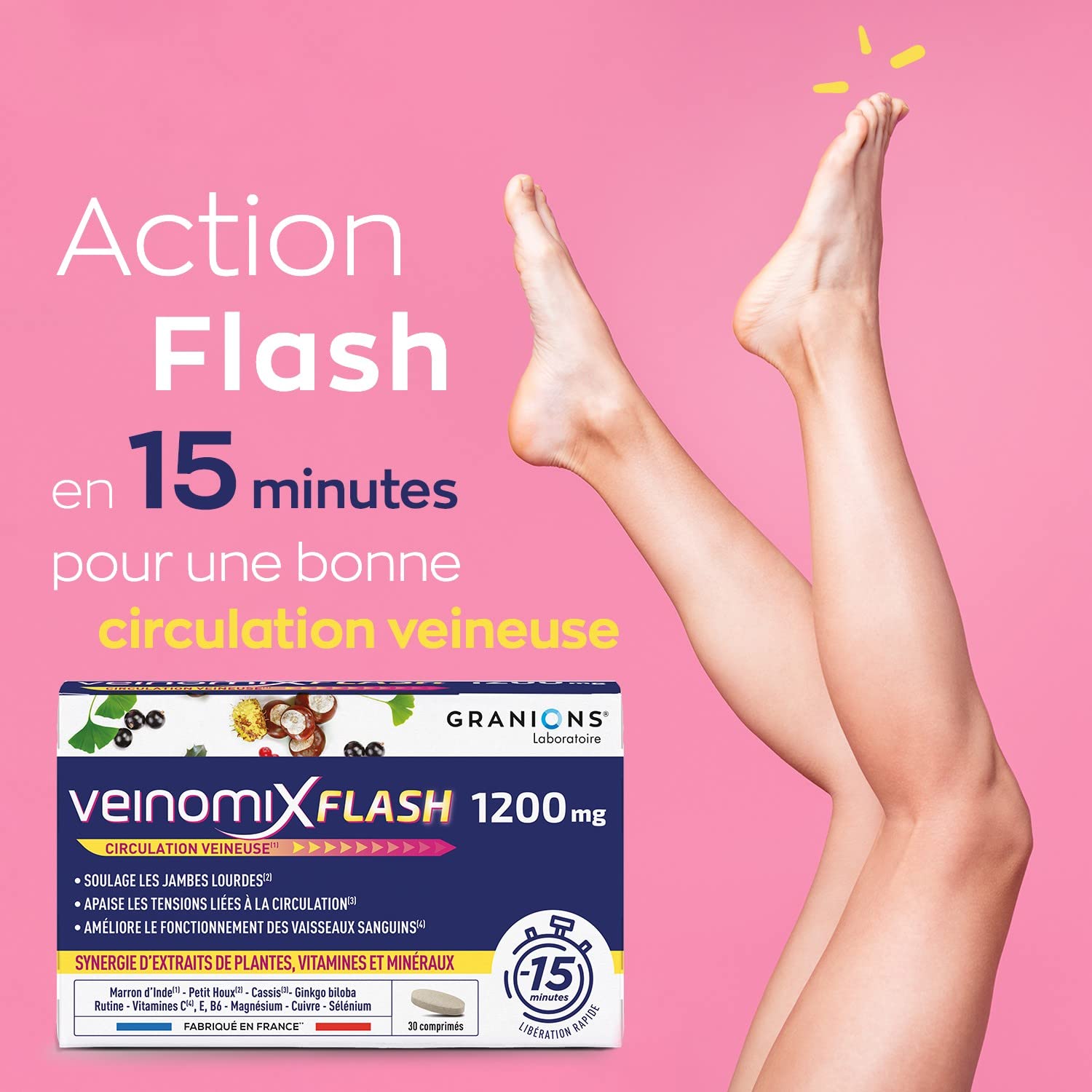 GRANIONS Veinomix Flash — Complément circulation veineuse 30 comprimés – Image 5