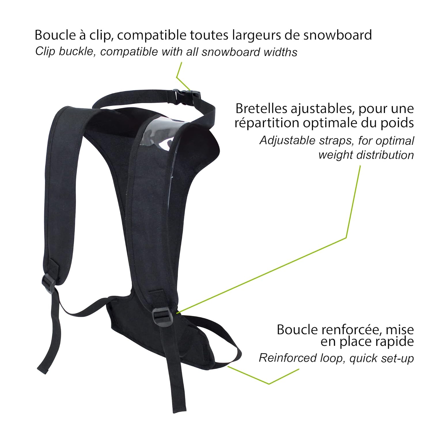 WANTALIS — Porte-snowboard universel noir adulte – Image 3