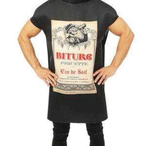 P'TIT CLOWN - Déguisement Adulte Bouteille - Costume I love Beer, Super Pastis, Cubis, Vin - Look Fun et Décalé -Parfait pour Carnaval, Fêtes Costumées - Polyester - Taille Unique (Bouteille de vin)