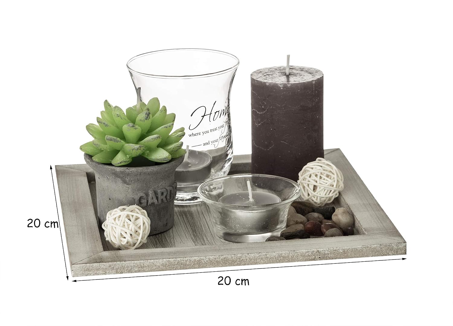 OOTB — Assiette déco en bois avec porte-bougie et bougies – Image 2
