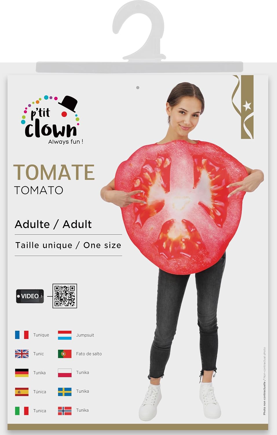 P'TIT CLOWN — Costume Tomate Adulte Taille Unique – Image 4
