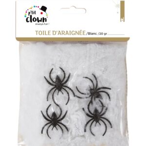 P'TIT CLOWN - 32720 - Toile D'araignée 20 GR - Blanc - Parfait pour Décoration Halloween - Idéale pour Intérieur et Extérieur - Crée Une Atmosphère Effrayante et Sinistre - Accessoire pour Fêtes