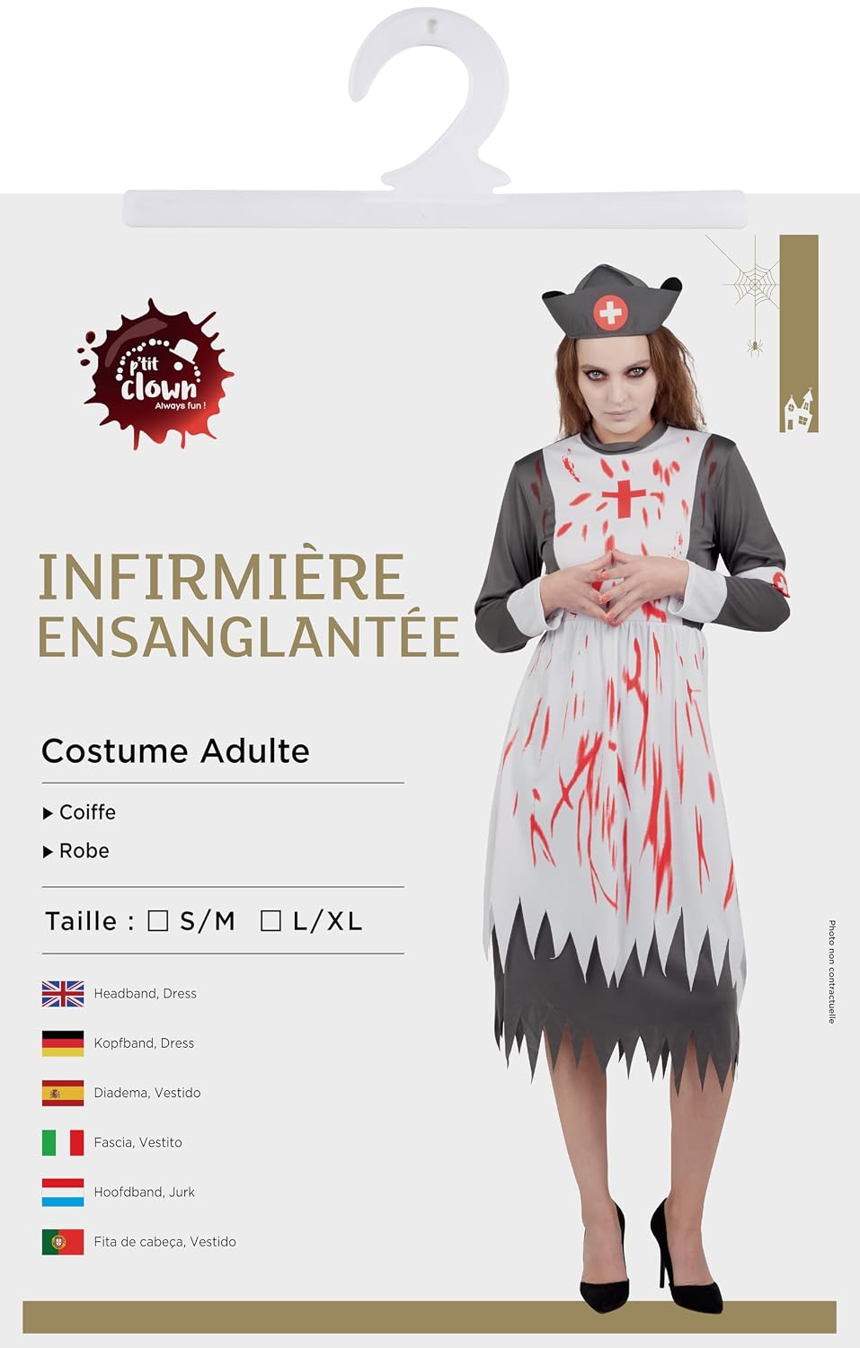 P'TIT CLOWN — Costume infirmière ensanglantée S-M – Image 4