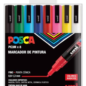 UNI Posca Set PC 3M Basic Lot de 8 marqueurs A-1
