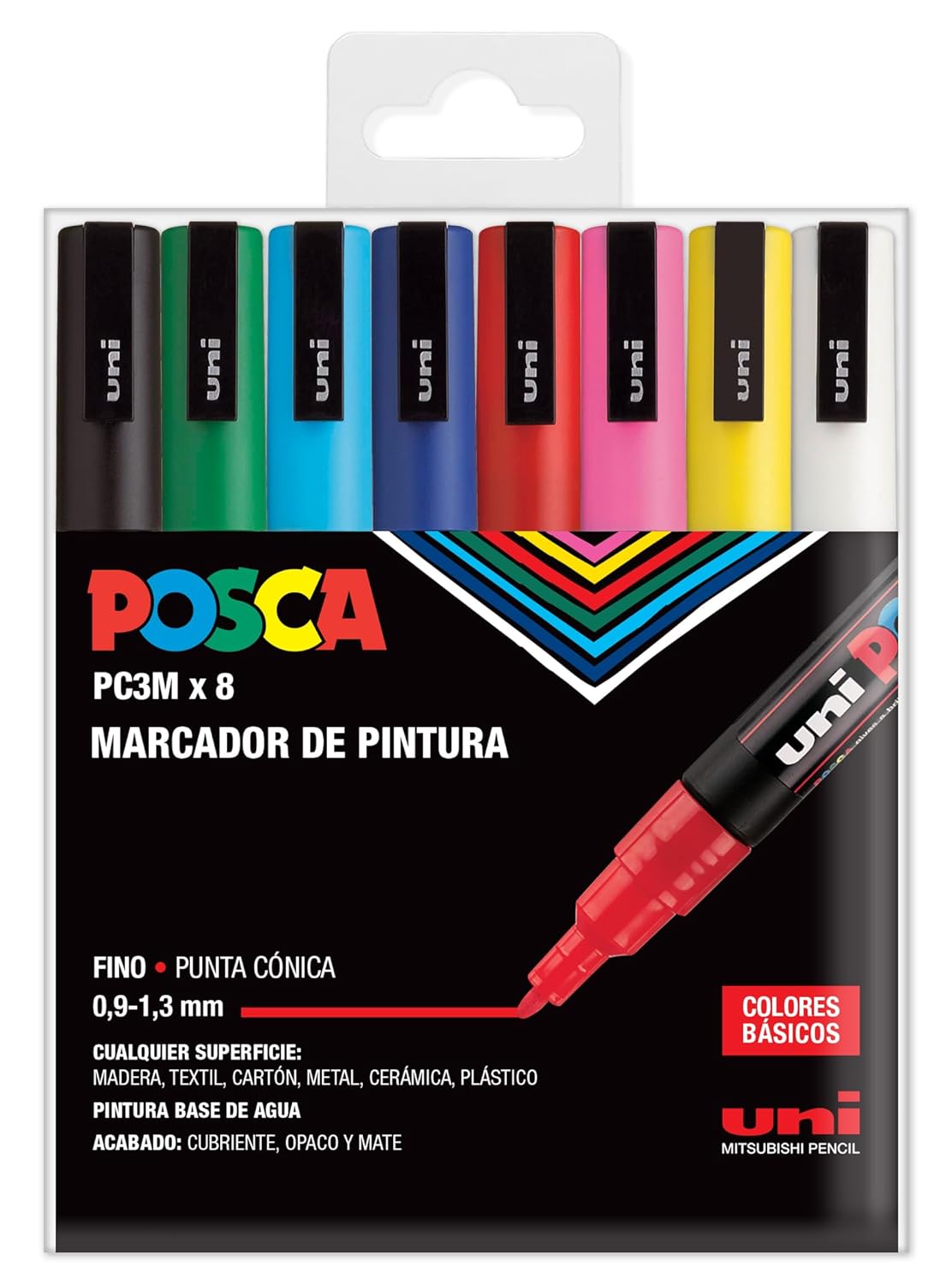 UNI Posca Set PC 3M Basic Lot de 8 marqueurs A-1