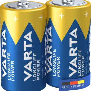 VARTA Piles C Baby, lot de 2, Longlife Power, Alcalines, 1,5V, adaptées aux accessoires informatiques, lampes de poche, appareils photo, Made in Germany