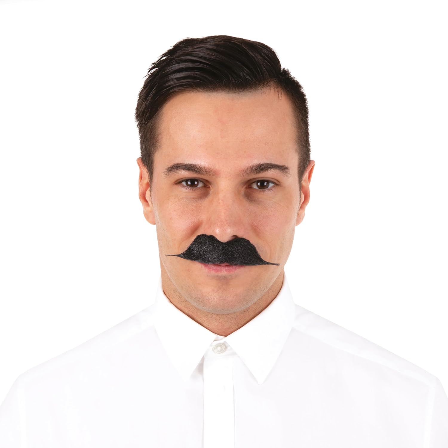 P’TIT Clown - 89042 - Moustache de Déguisement Gentleman - Fausse Moustache Adhésive - Facile à Coller - Accessoire Costume Carnaval, Halloween, Cosplay, Film, Spectacle, Fêtes Costumées - Noir