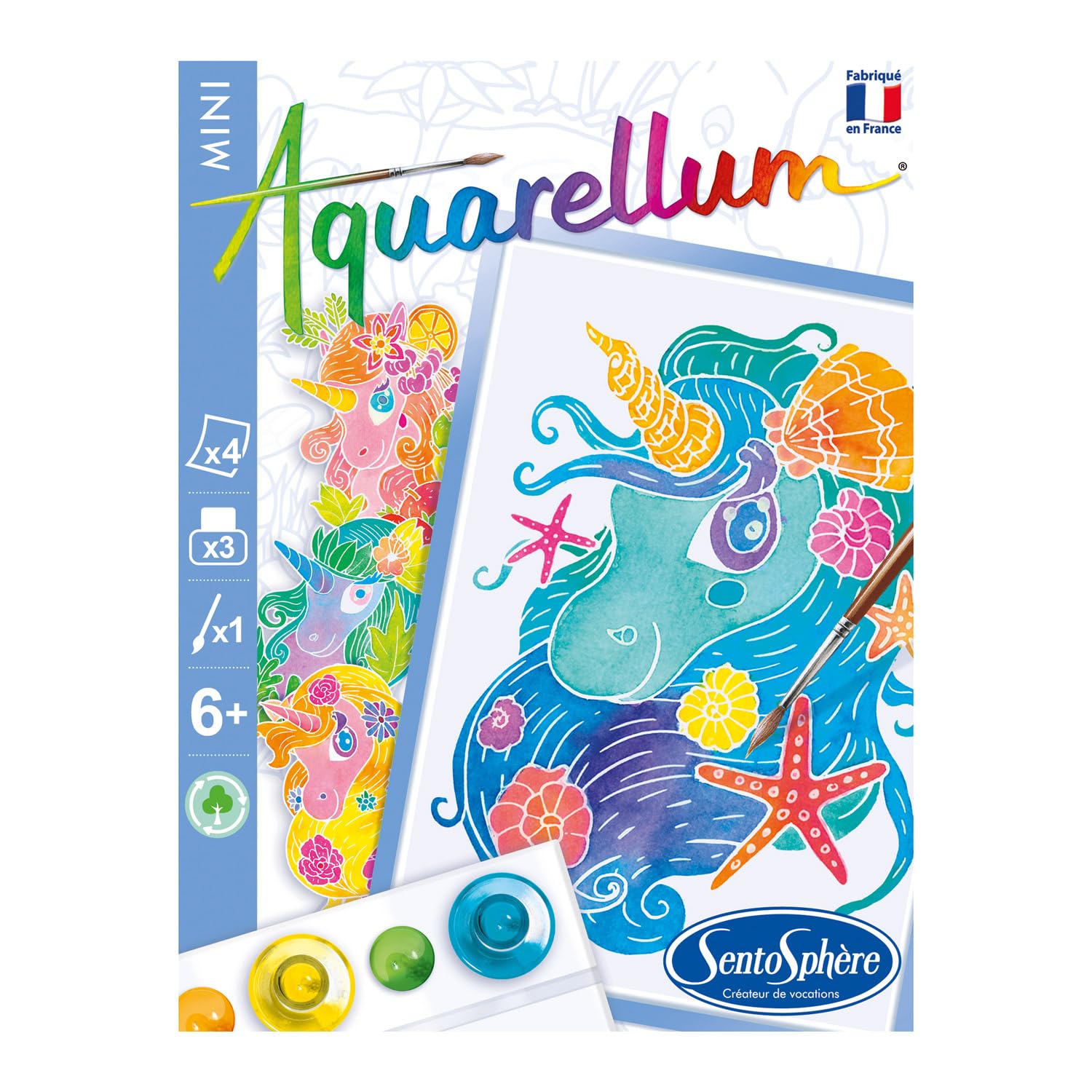 SENTOSPHÈRE Aquarellum Mini — Kit peinture 4 tableaux Licornes – Image 2