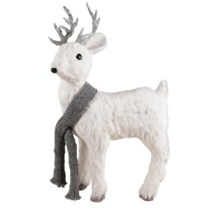 P'tit Clown - Accessoire de Décoration Noël - Bonhomme de Neige, Renne, Sapin - Ambiance Enneigée - Parfaite pour Décor Maison Chrsitmas, Xmas (Renne Blanc, 38 cm)