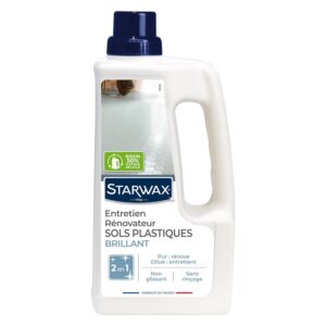 STARWAX - Entretien Brillant pour Sols plastiques et PVC - Ravive et Entretient la Brillance des Sols en plastique - Sans Rinçage et Non Glissant -Fabriqué en France - 3x 1L
