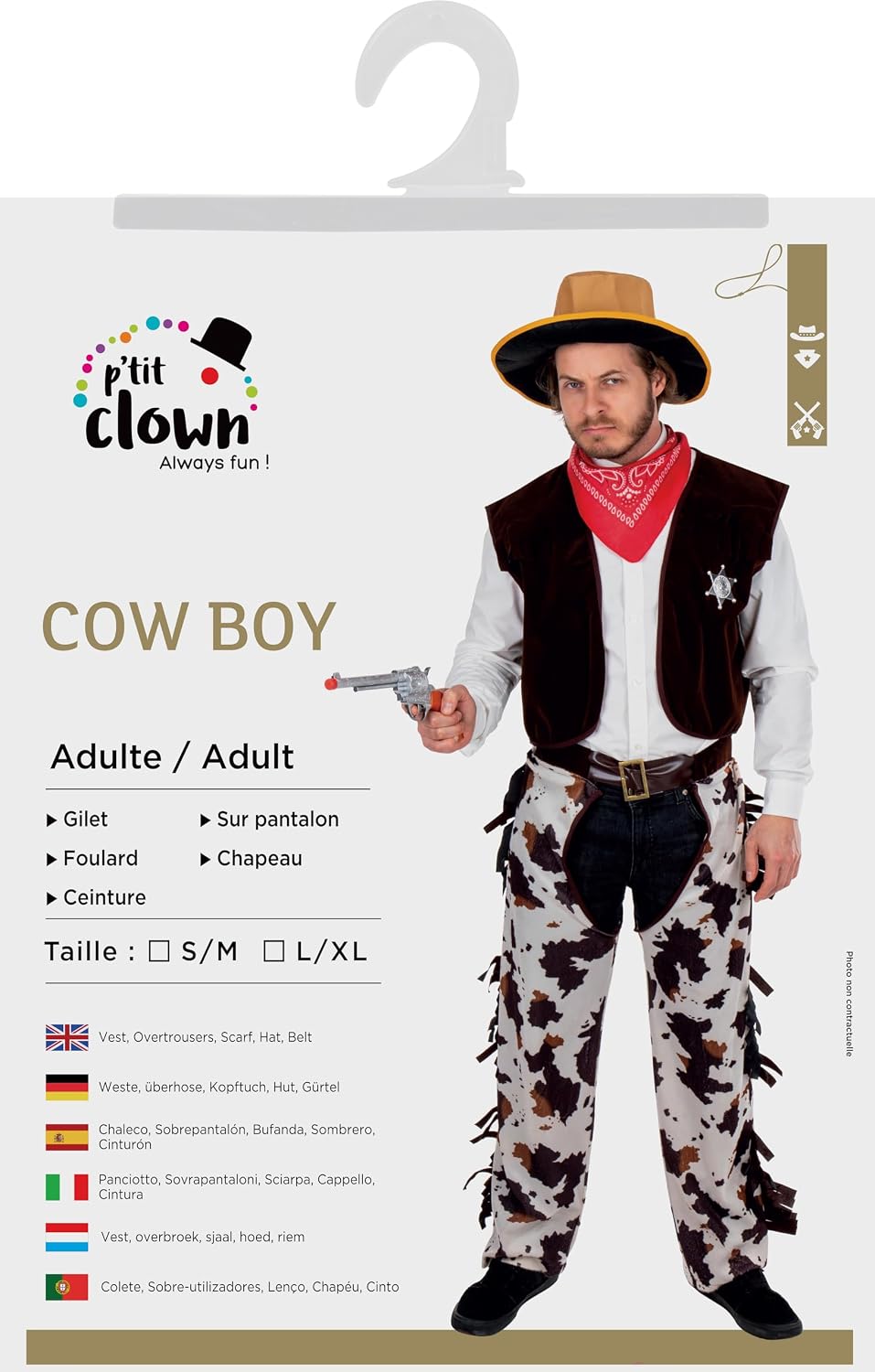 P'TIT CLOWN — Déguisement Cowboy Homme Taille S/M – Image 2