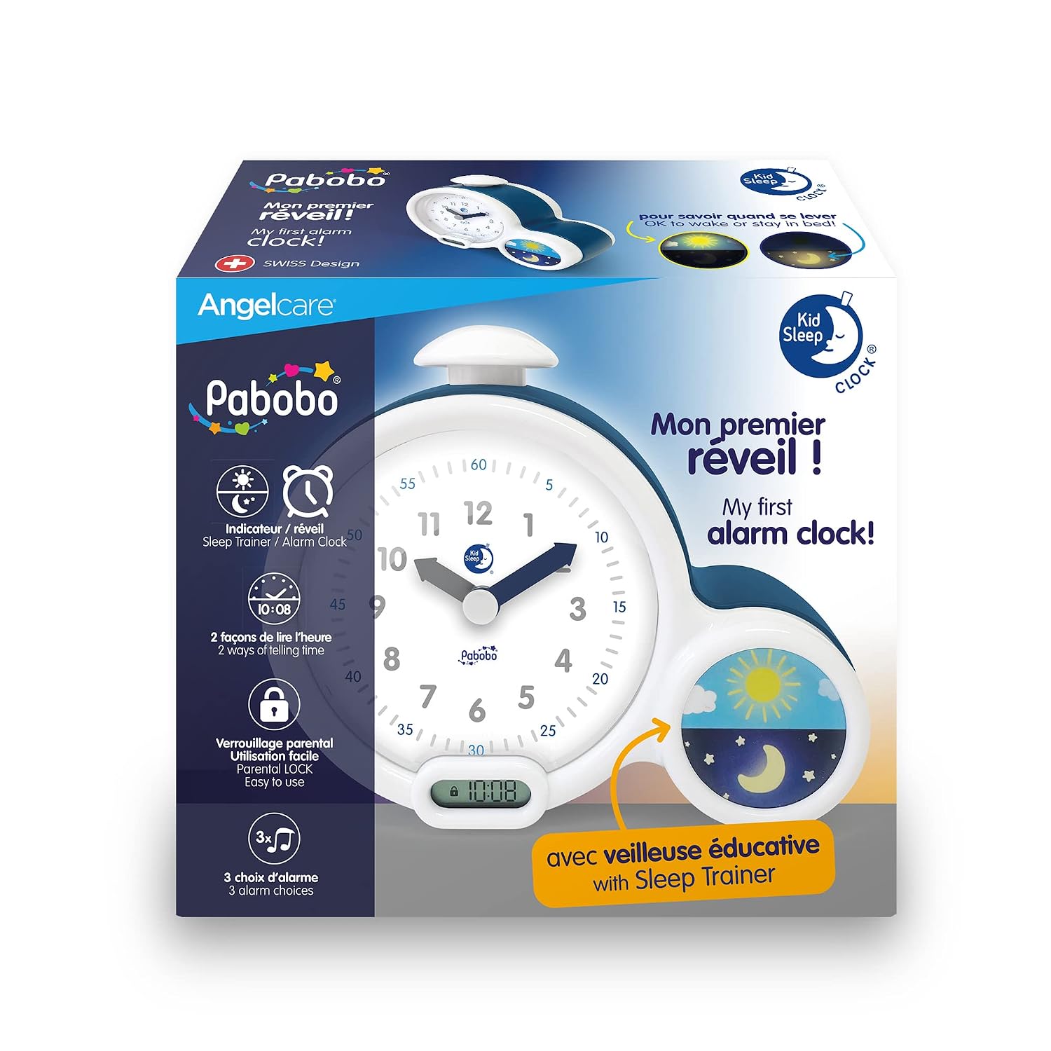 PABOBO Kid Sleep Clock — Réveil éducatif veilleuse enfant bleu – Image 7