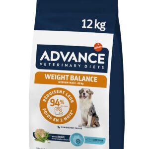 Advance Veterinary Diets Weight Balance Medium & Maxi - Croquettes pour Chiens avec des Problèmes de surcharge pondérale - 12kg
