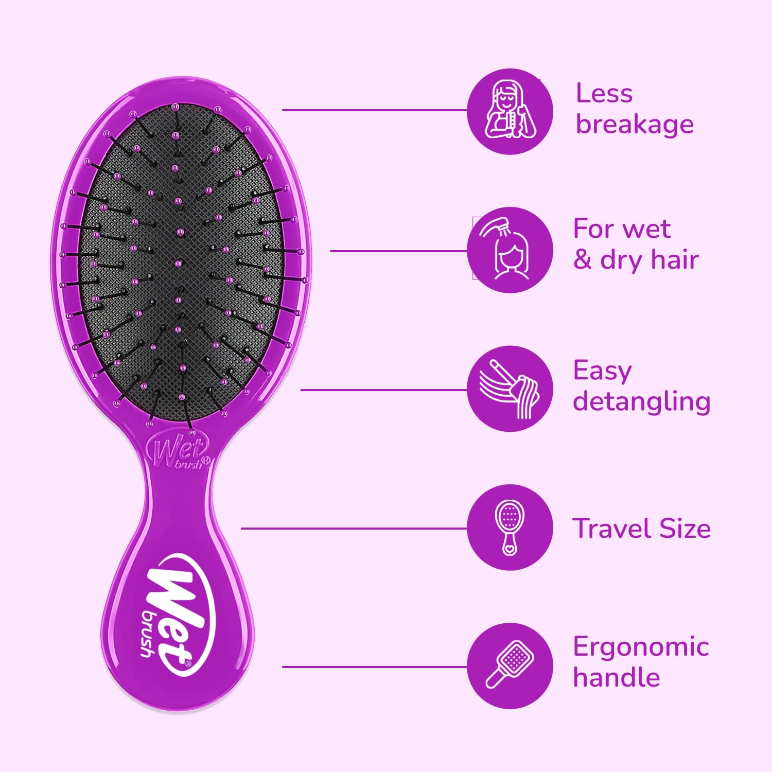 WET BRUSH Mini Detangler — Brosse à Cheveux Violet – Image 3