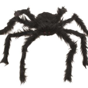 P'tit Clown - 10200 - Araignée Géante Velue - 52 cm - Noir - Parfaite pour Décoration Halloween Effrayante et Maison Hantée