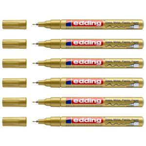EDDING Lot de 6 Marqueurs Peinture brillante 780 Pointe Fine Or 0,8 mm